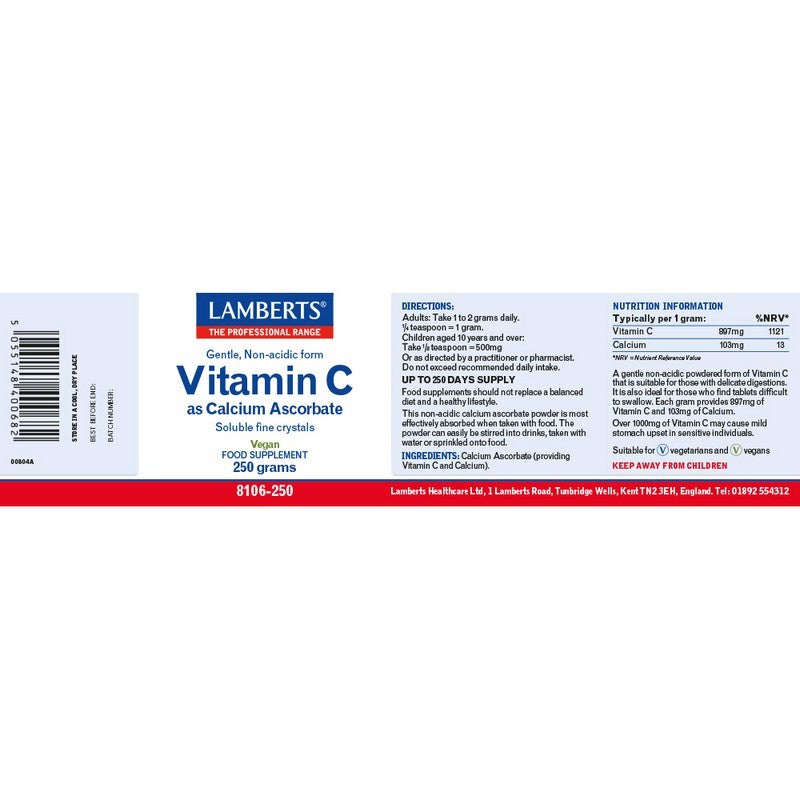 Lamberts Calcium Ascorbate 250gm Crystals