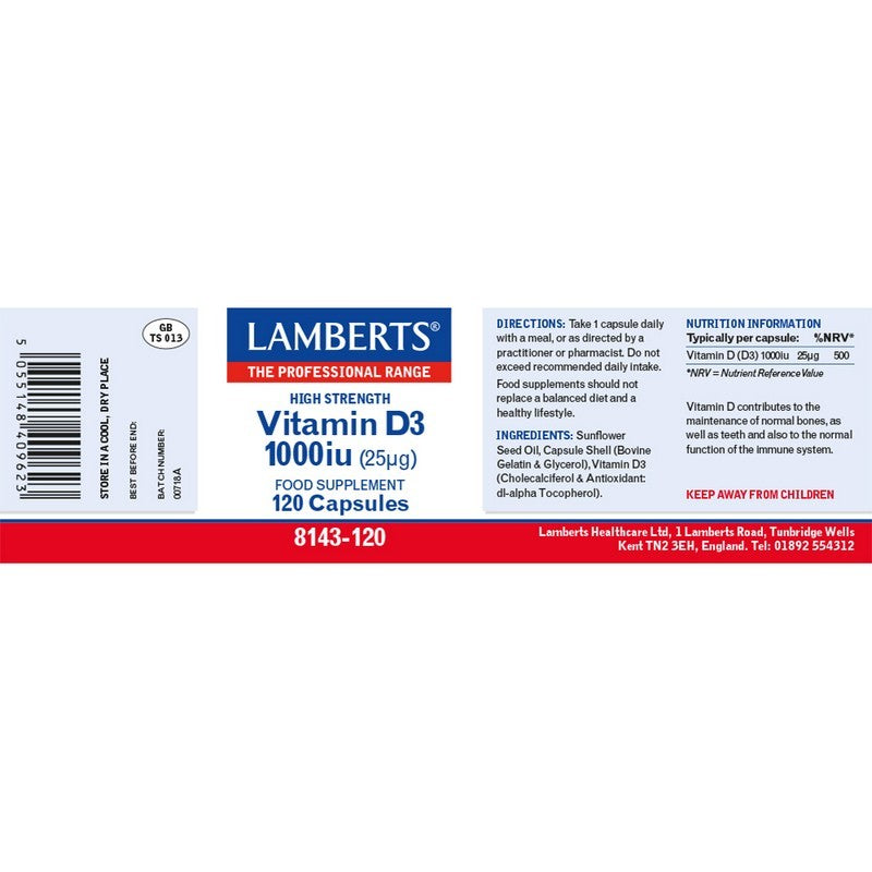 Lamberts Vitamin D3 1000Iu 120 Capsules