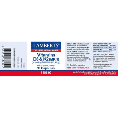 Lamberts Vitamin D3 2000iu and K2 90 Capsules