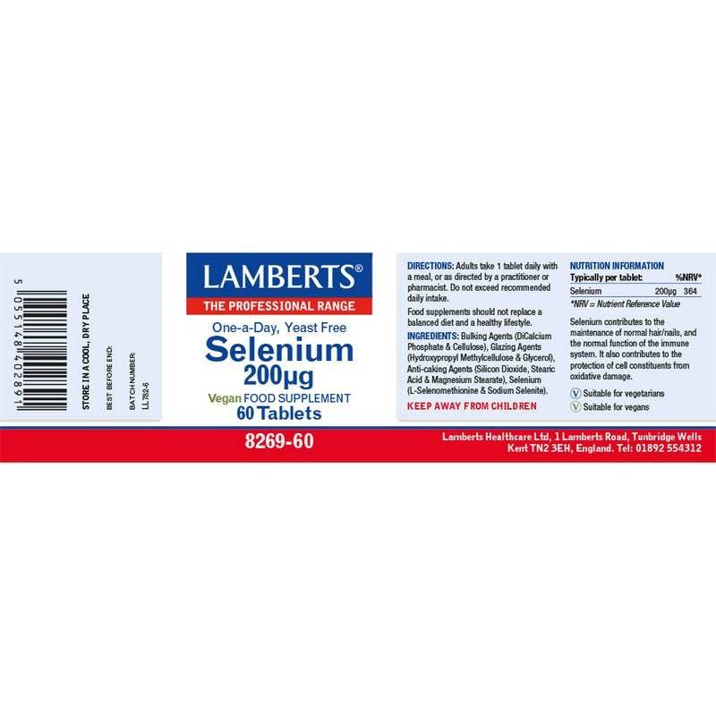 Lamberts Selenium 200µg (As Selena L - Methionine) 60 Tablets