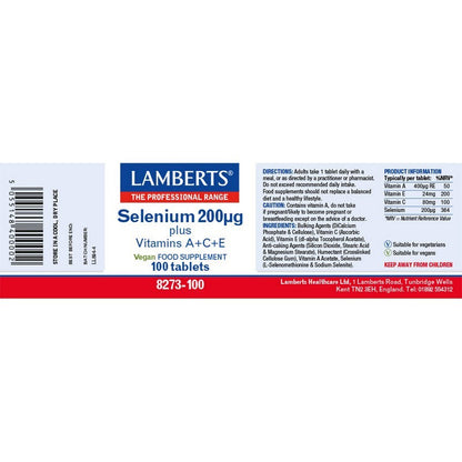 Lamberts Selenium 200µg +A + C + E 100 Tablets
