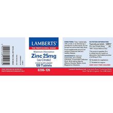 Lamberts Zinc Citrate 25mg 120 Tablets