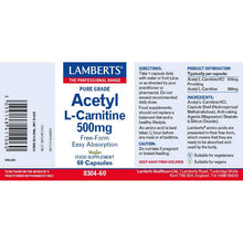 Lamberts Acetyl L-Carnitine 500µg 60 Capsules