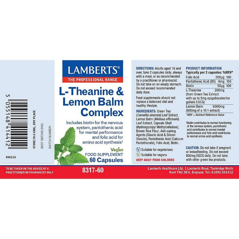 Lamberts Theanine & Lemon Balm Complex 60 Tablets