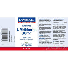 Lamberts L-Methionine 500mg 60 Capsules