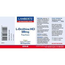 Lamberts L-Ornithine 500mg 60 Capsules