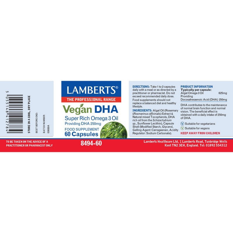 Lamberts Vegan DHA 250mg 60 Capsules
