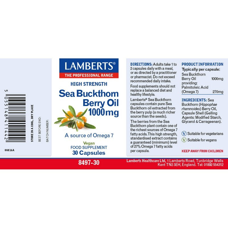 Lamberts Sea Buckthorn Berry Oil 1000mg 30 Capsules