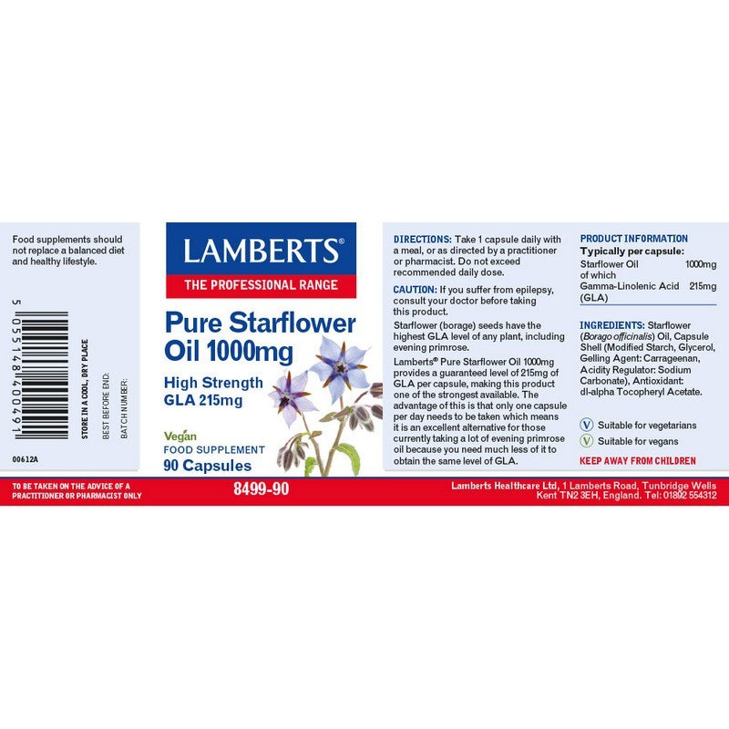 Lamberts Pure Starflower Oil 1000mg 90 Capsules