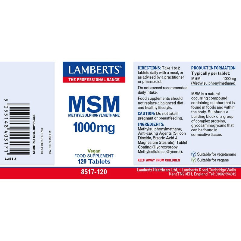 Lamberts Msm 1000µg 120 Tablets
