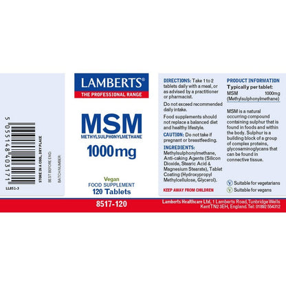Lamberts Msm 1000µg 120 Tablets