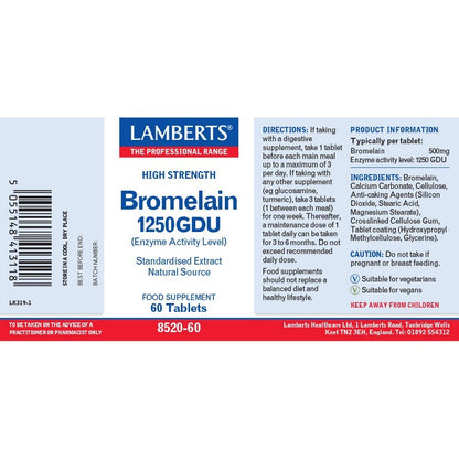 Lamberts Bromelain 1250 GDU 60 Tablets