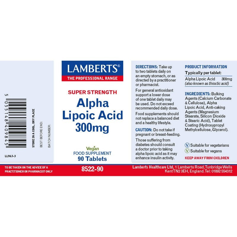 Lamberts Alpha Lipoic Acid 300µg 90 Tablets