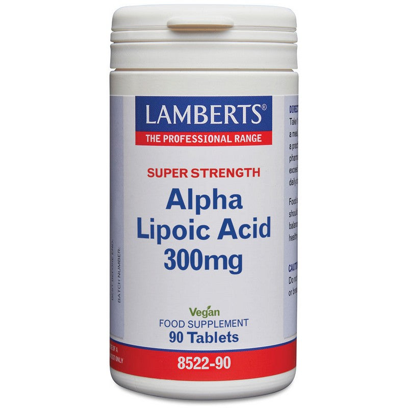 Lamberts Alpha Lipoic Acid 300mg supplement bottle on a white background