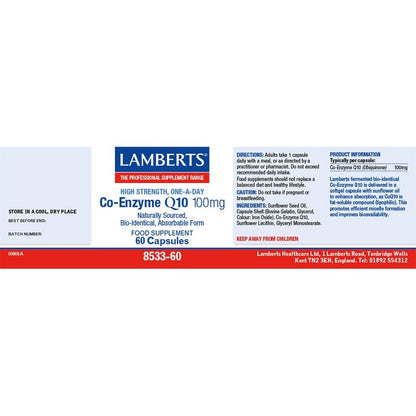 Lamberts Co Enzyme Q 10 100mg 60 Capsules