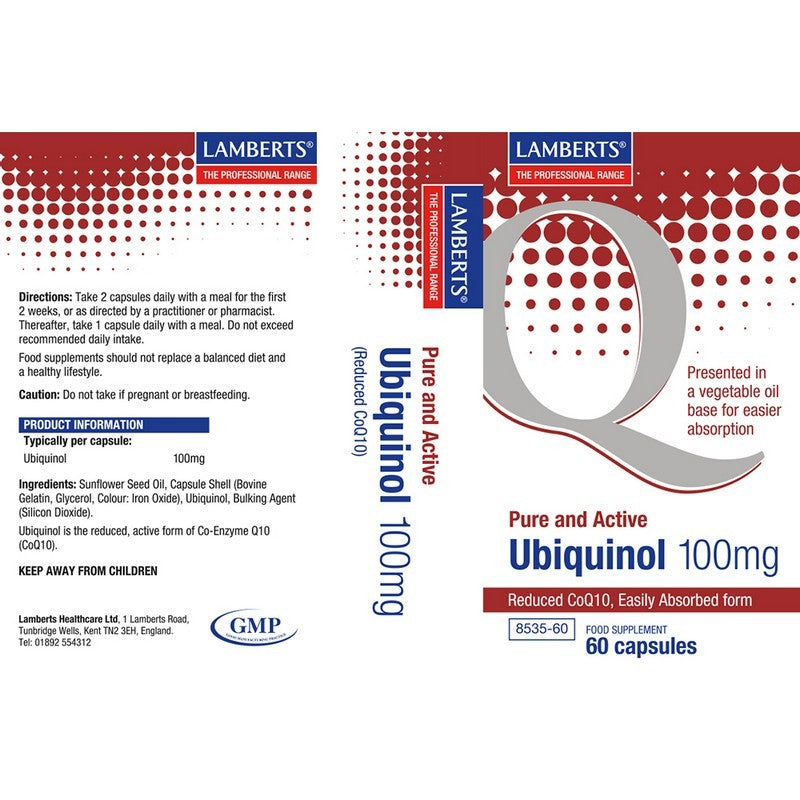 Lamberts Ubiquinol 100mg (Reduced Coq10) 60 Capsules
