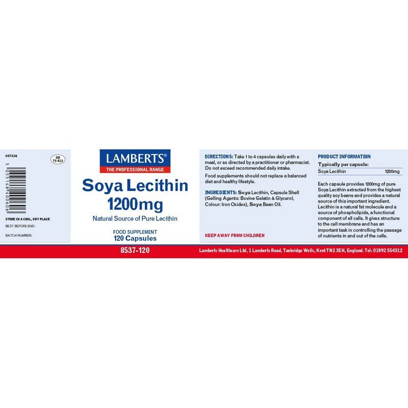 Lamberts Soya Lecithin 1200mg 120 Capsules