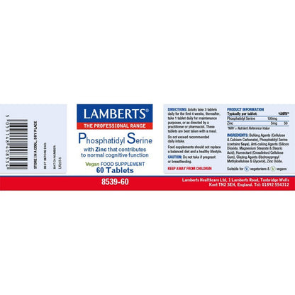 Lamberts Phosphatidyl Serine 100mg With Zinc 60 Tablets