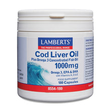 Lamberts Cod Liver Oil 1000mg (Epa 144mg/Dha 107mg) 180 Capsules