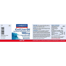 Lamberts Cod Liver Oil 1000mg (Epa 144mg/Dha 107mg) 180 Capsules