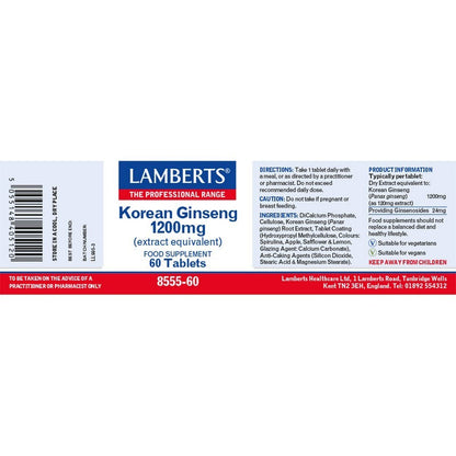 Lamberts Korean Ginseng 1200mg 60 Tablets