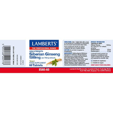 Lamberts Siberian Ginseng 1500mg 60 Tablets