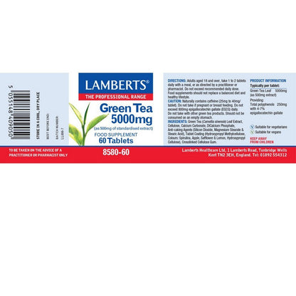 Lamberts Green Tea 5000mg (Providing 250mg Catechins) 60 Tablets
