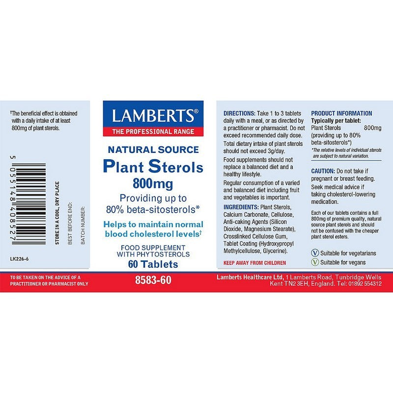 Lamberts Plant Sterols 800mg 60 Tablets