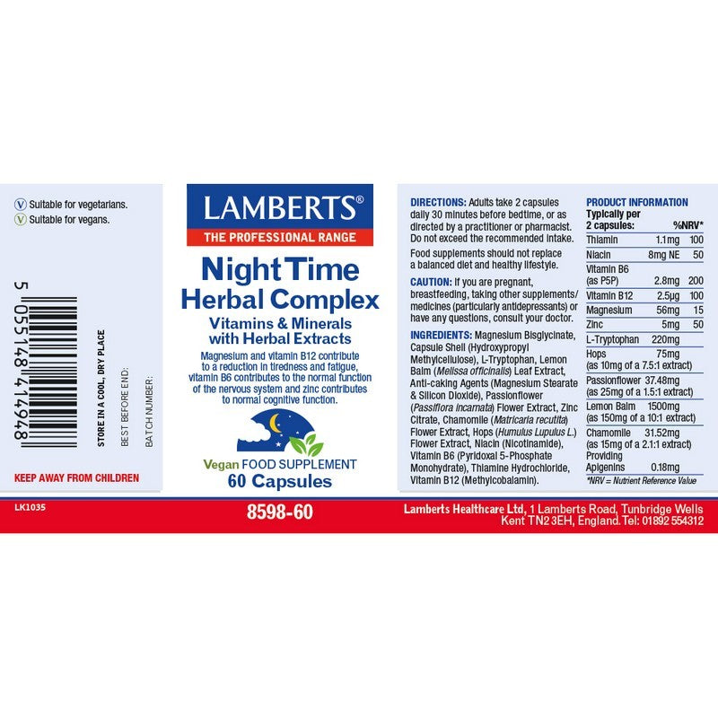 Lamberts Night Time Herbal Complex 60 Capsules