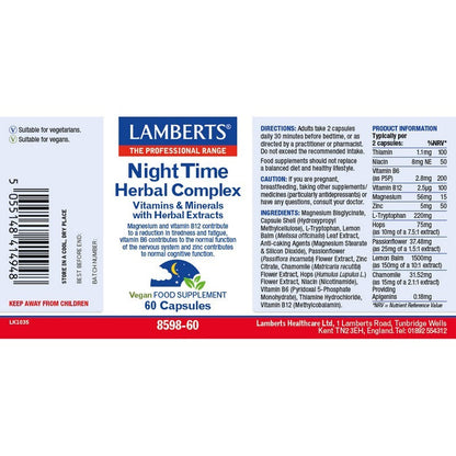 Lamberts Night Time Herbal Complex 60 Capsules