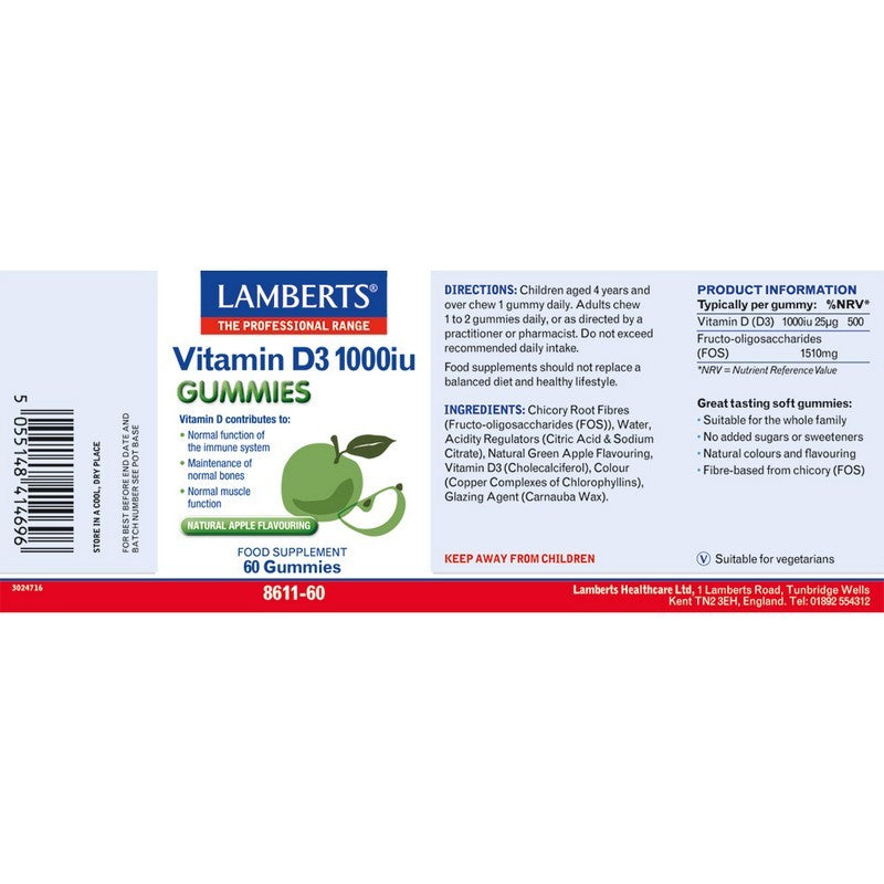 Lamberts Vitamin D Gummies 1000iu 60 Gummies