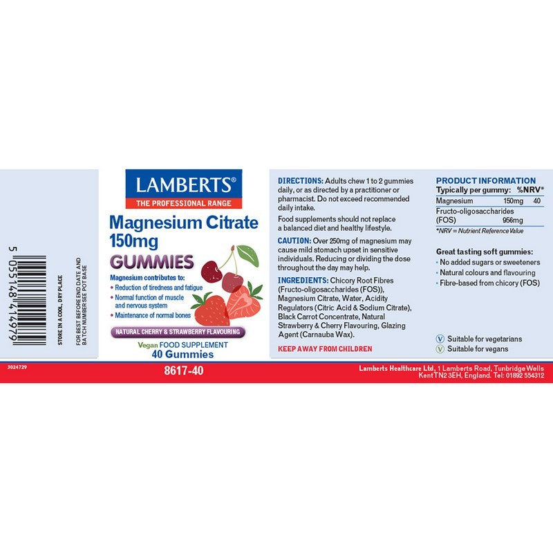 Lamberts Magnesium Citrate gummies 40 Gummies