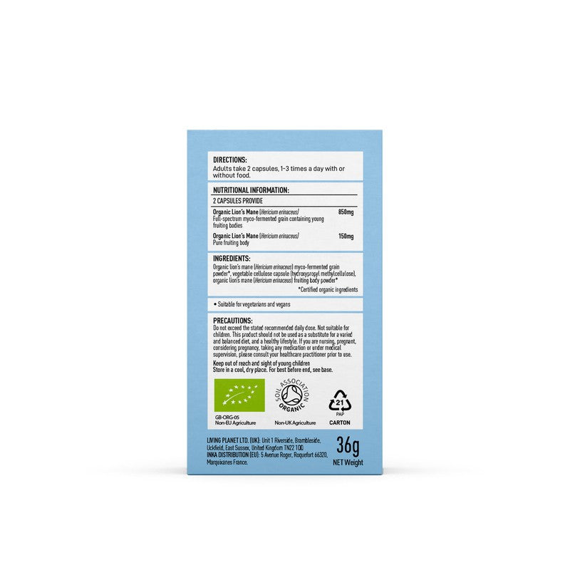 Mushrooms For Life Organic Lion's Mane Focus Optimised Blend 60 Capsules