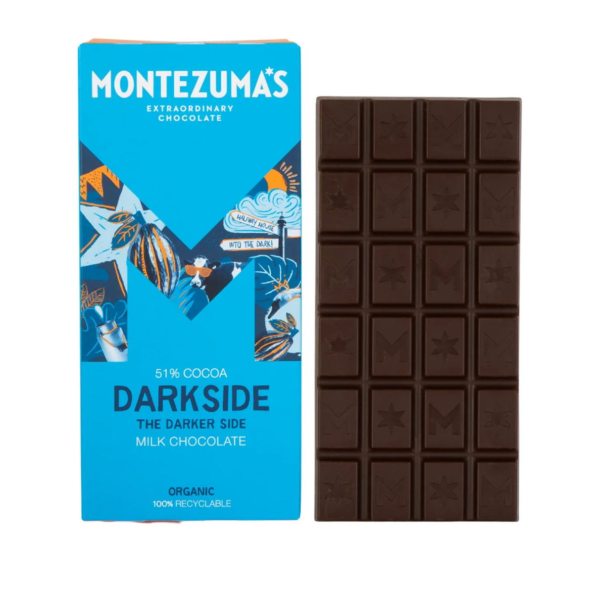 Montezumas Chocolate Dark Side Organic 51% Milk Chocolate Bar 90g
