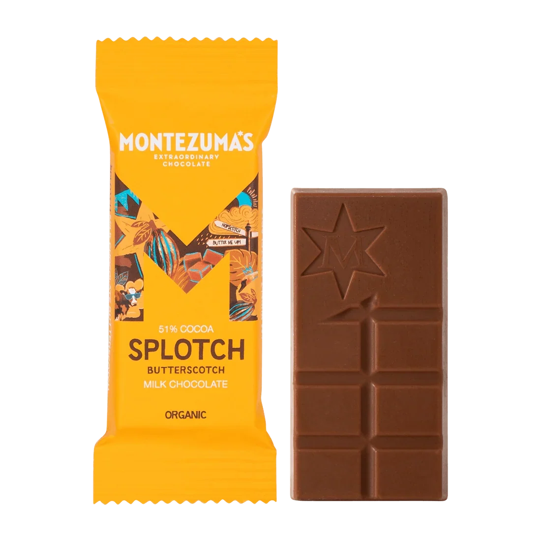 Montezumas Chocolate Organic 54% Milk Chocolate with Butterscotch Mini Bar 25g