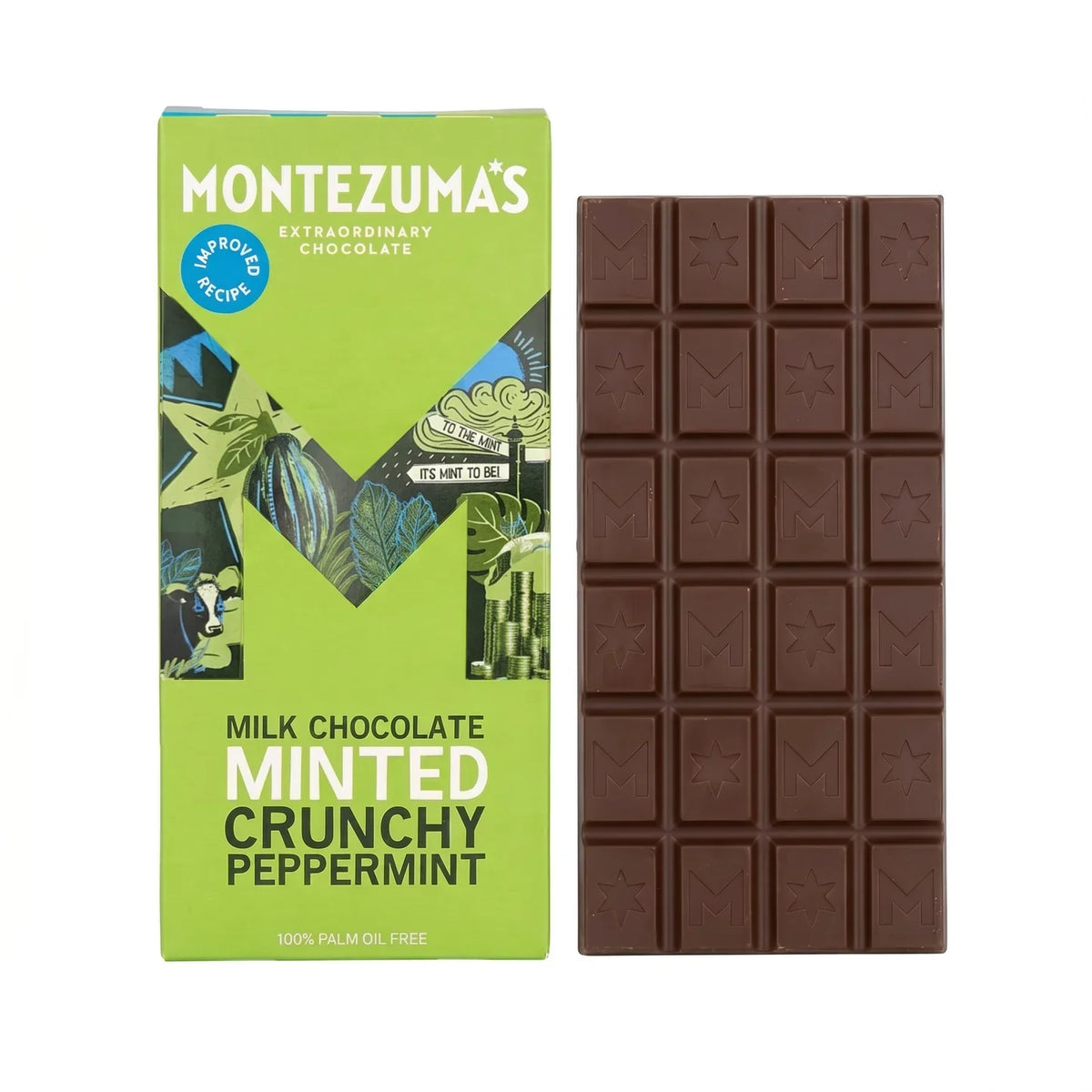 Montezumas Chocolate Minted - Milk Chocolate with Crunchy Peppermint 90g