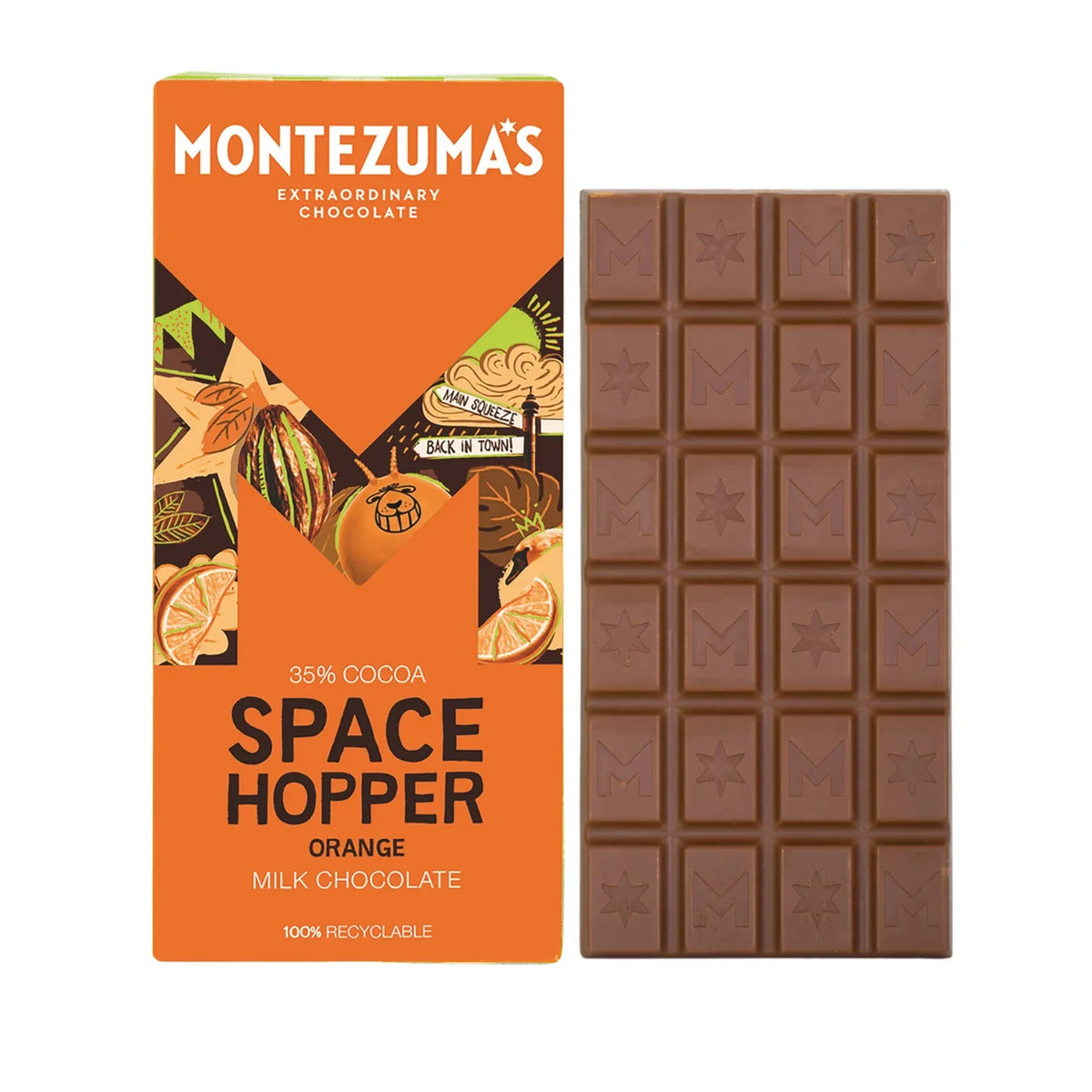 Montezumas Chocolate Space Hopper Milk Chocolate with Orange Bar 90g