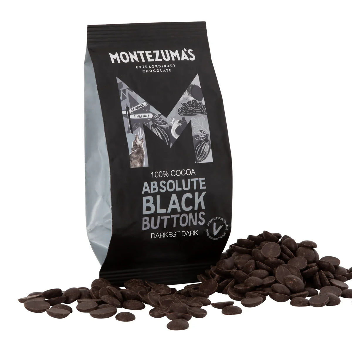 Montezumas Chocolate Absolute Black Buttons Darkest Dark Chocolate Buttons 120g