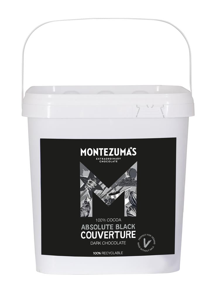 Montezumas Chocolate Absolute Black 100% Cocoa Solids Couverture Tub 3kg