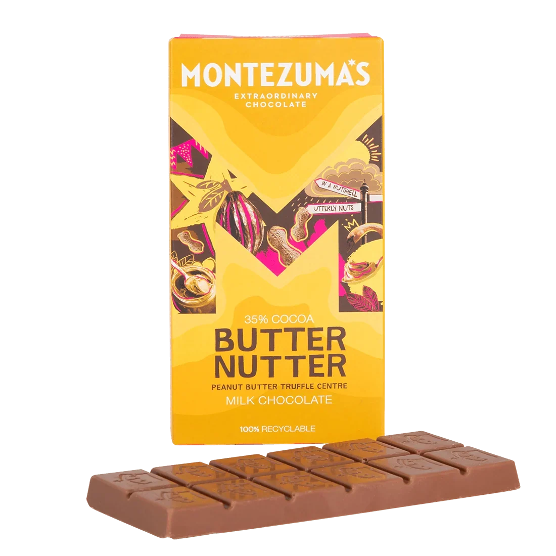 Montezumas Chocolate Butter Nutter - Milk Chocolate with Peanut Butter Truffle Bar 90g