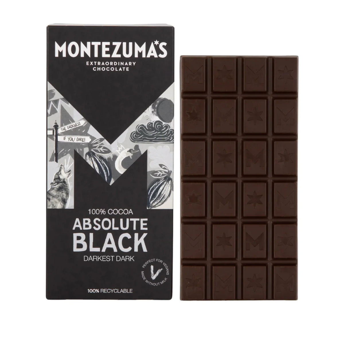 Montezumas Chocolate Dark Chocolate Absolute Black 100% Cocoa 90g