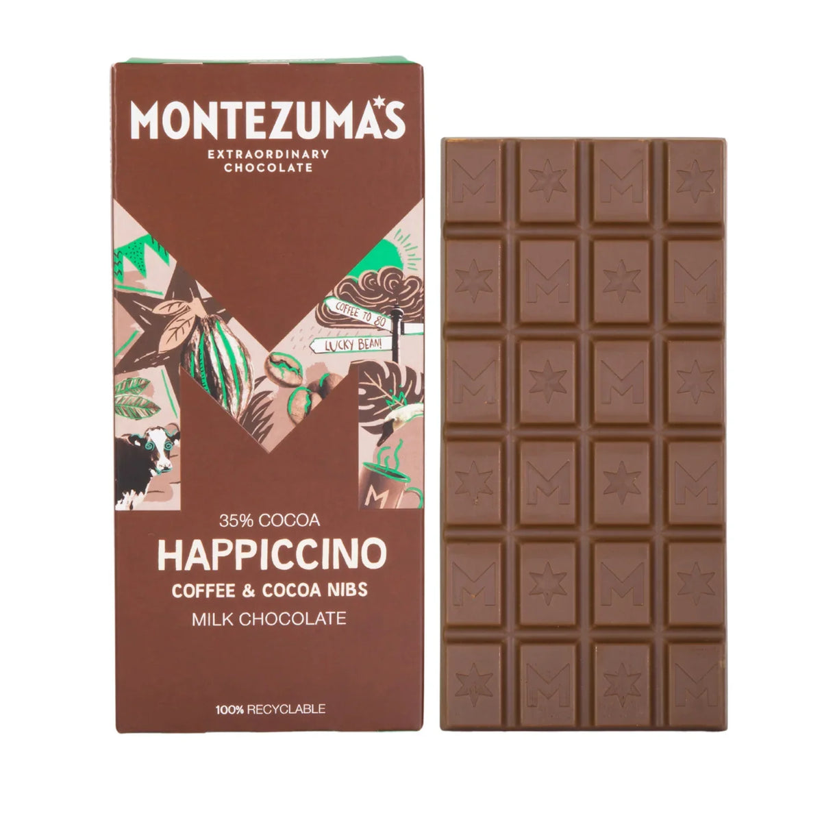 Montezumas Chocolate Happiccinno Milk Chocolate with Coffee & Cocoa Nibs 90g