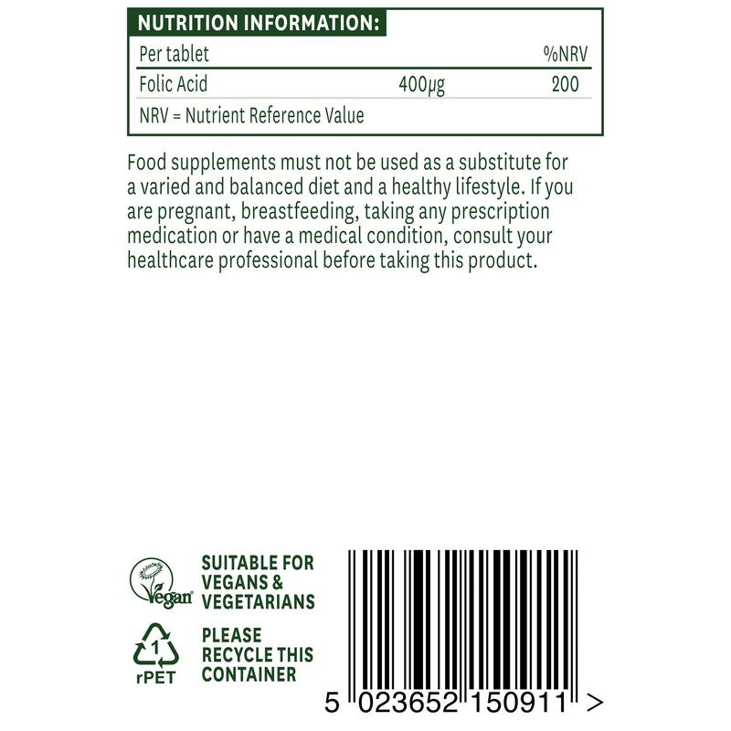 Natures Aid Folic Acid - 400ug 90 Tablets