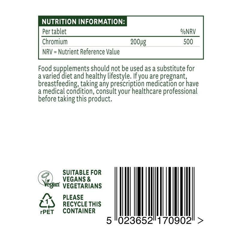 Natures Aid Chromium Picolinate 200µg elemental 90 Tablets