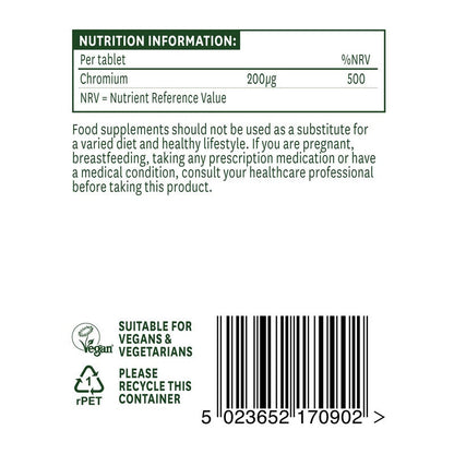 Natures Aid Chromium Picolinate 200µg elemental 90 Tablets