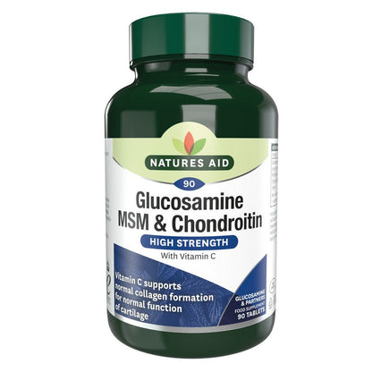 Natures Aid Glucosamine 500mg, MSM 500mg + Chondroitin 100mg (with Vit C)