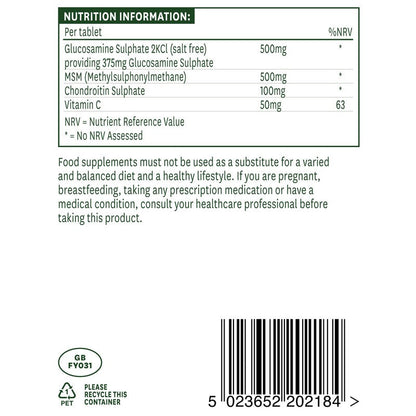 Natures Aid Glucosamine 500mg, MSM 500mg + Chondroitin 100mg (with Vit C)