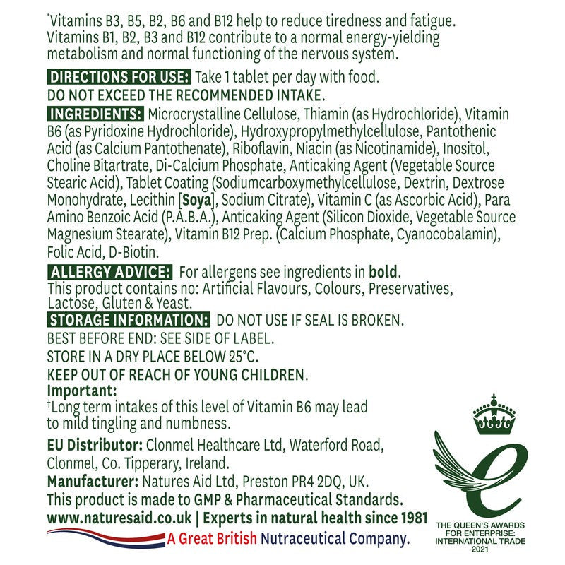 Natures Aid Vitamin B Complex 100 Time Release (Mega Potency)