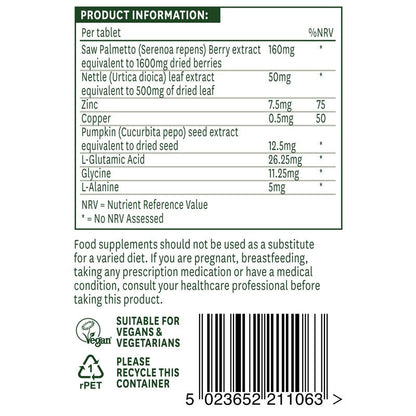 Natures Aid Saw Palmetto Complex with Nettle, Zinc & Amino Acids 60 Tablets