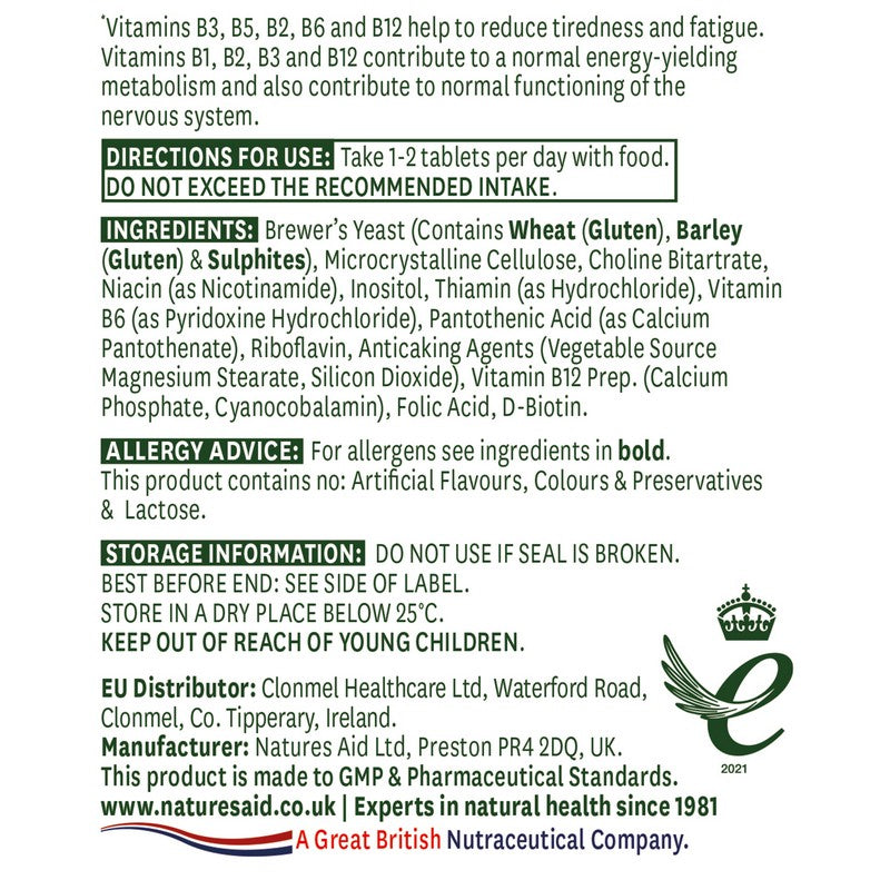 Natures Aid Vitamin B Complex 90 Tablets